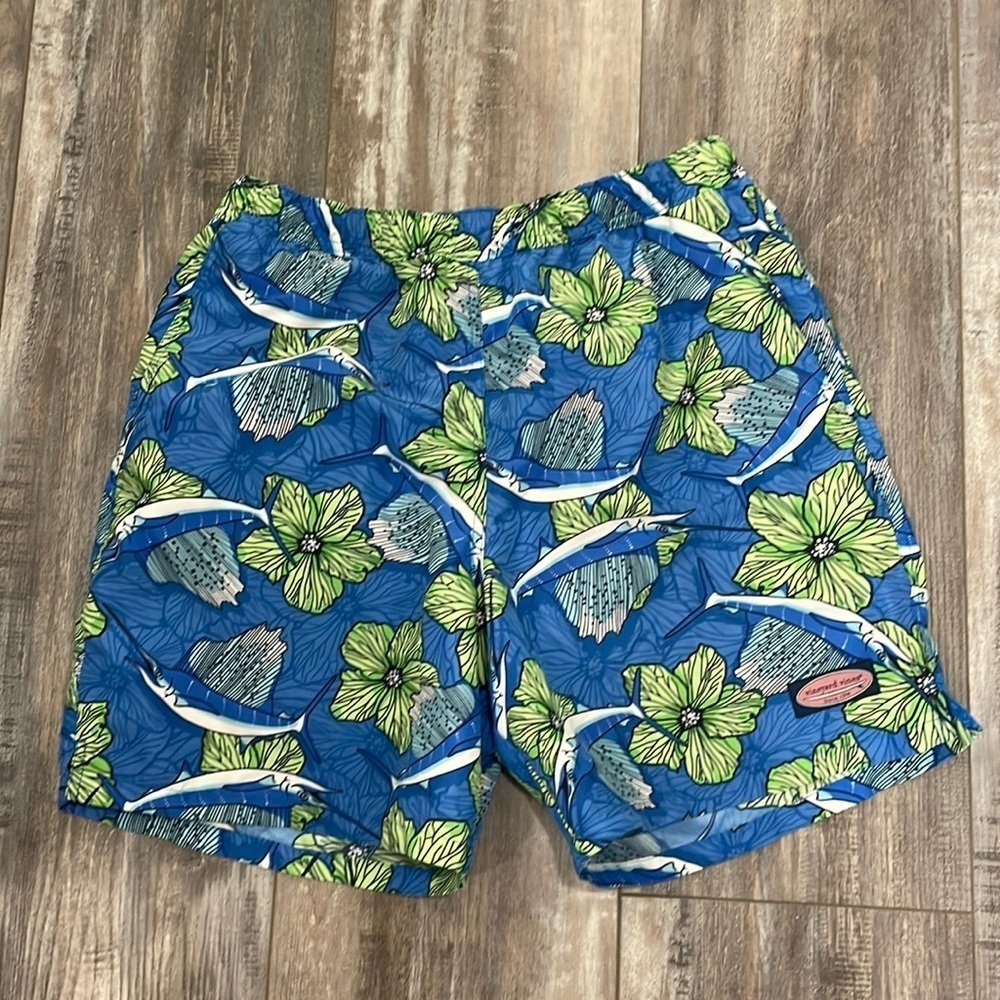 Vineyard Vines Coastal Blue Floral Summer Swim Trunks